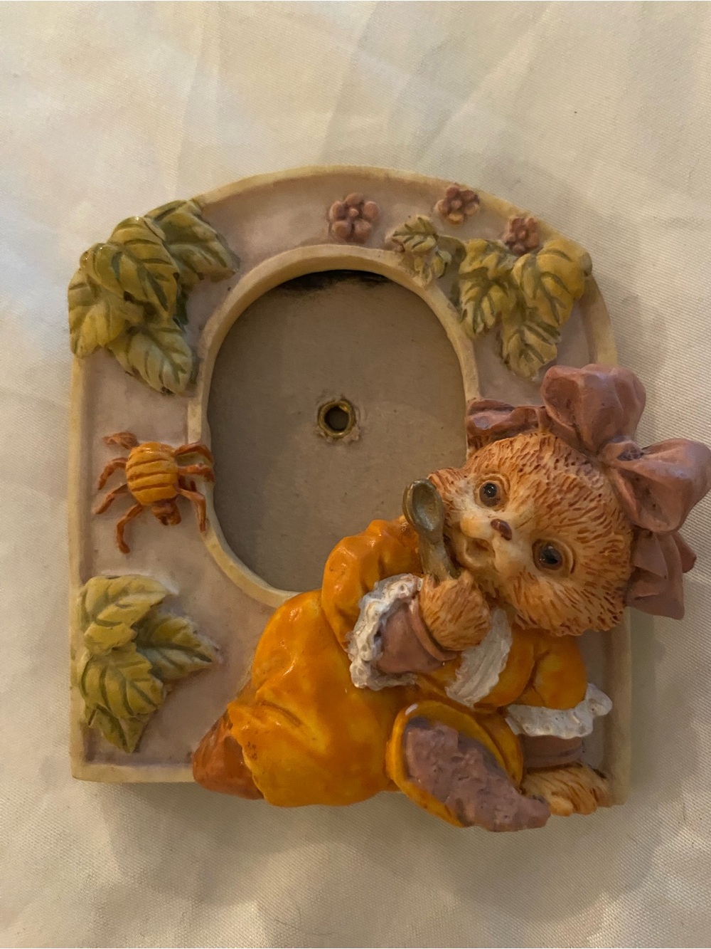 Small ceramic frame little Miss Muffet nursery baby room baby shower pastel